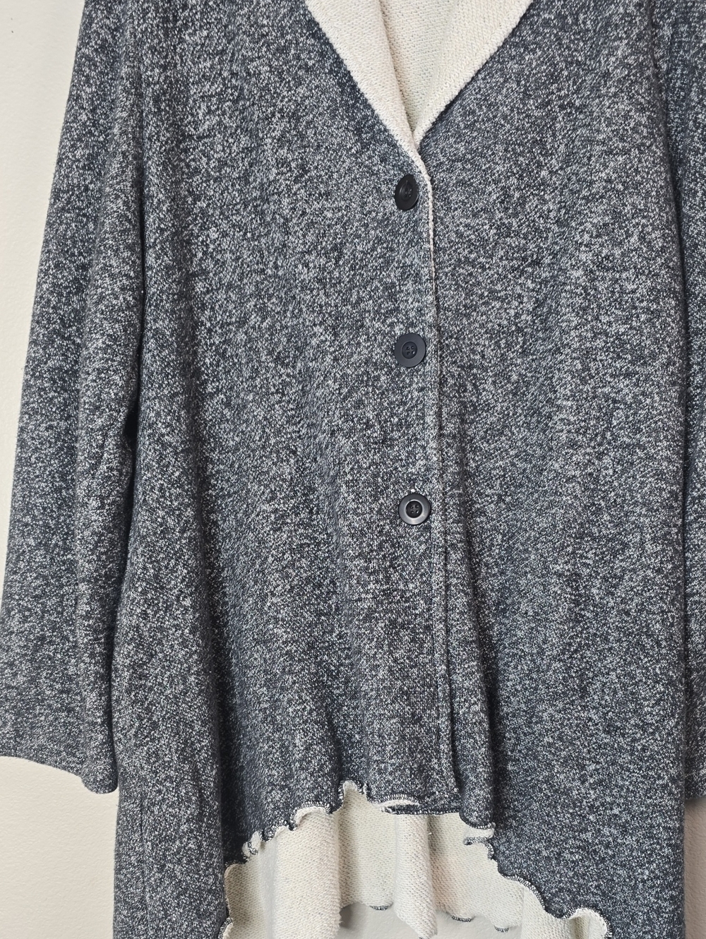 Goddes Gear Natural  Fiber Knit Swing Jacket Shawl Collar Grey Size 1X - Picture 3 of 6
